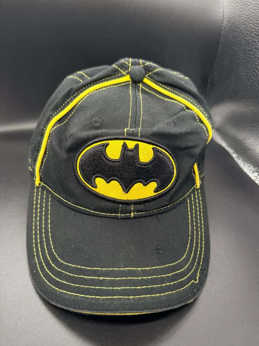 Youth Batman DC Comics Black and Yellow Embroidered Logo Baseball Cap OSFM